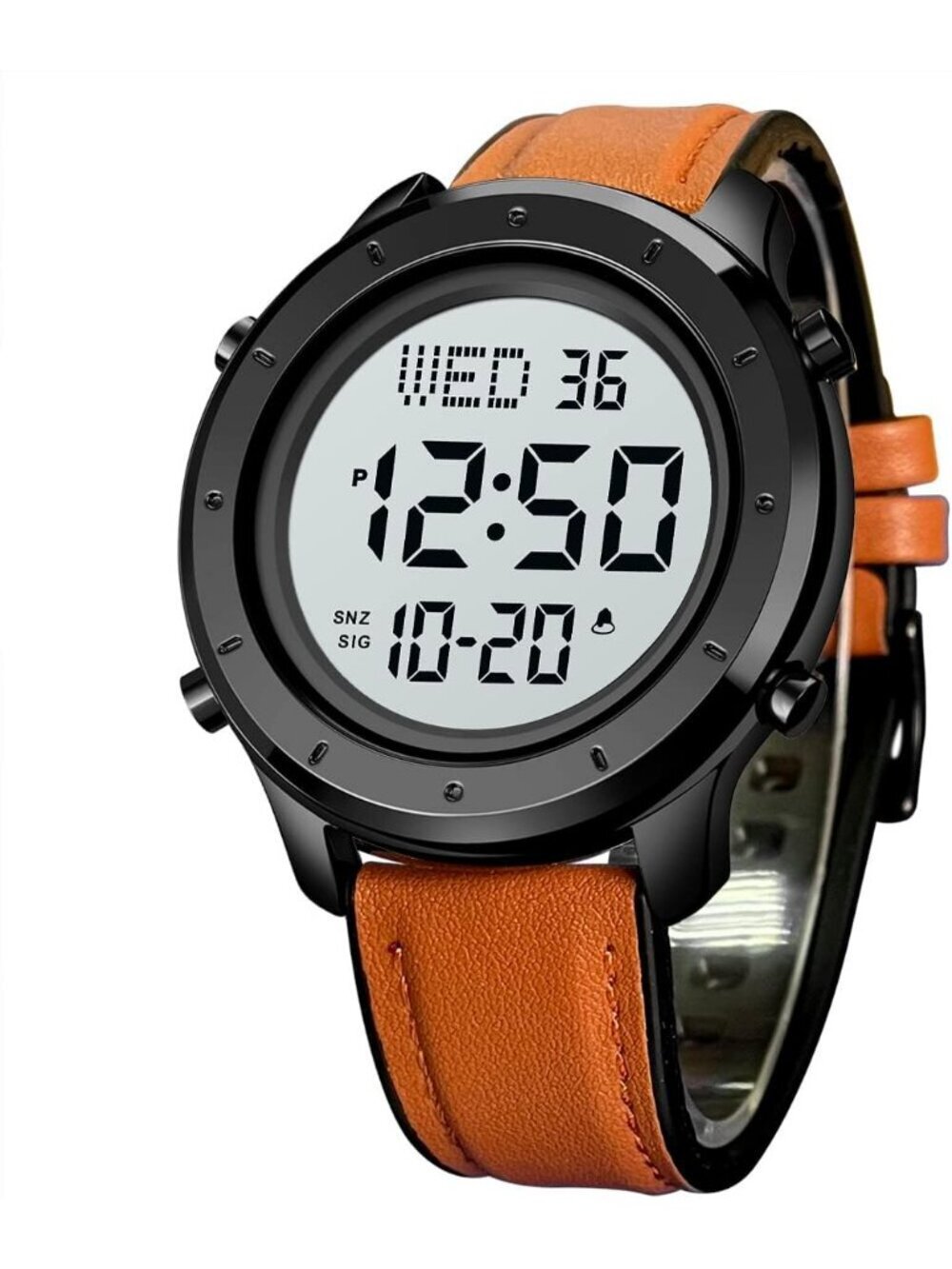 Men's Brown Analog Quartz Stainless Steel Waterproof LED Digital Wrist Watch